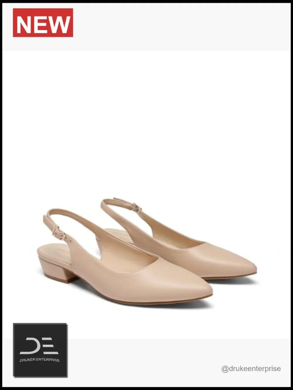 Kitten Slingback Low Block Heels Pointed Toe Business Dress Shoes Comfortable